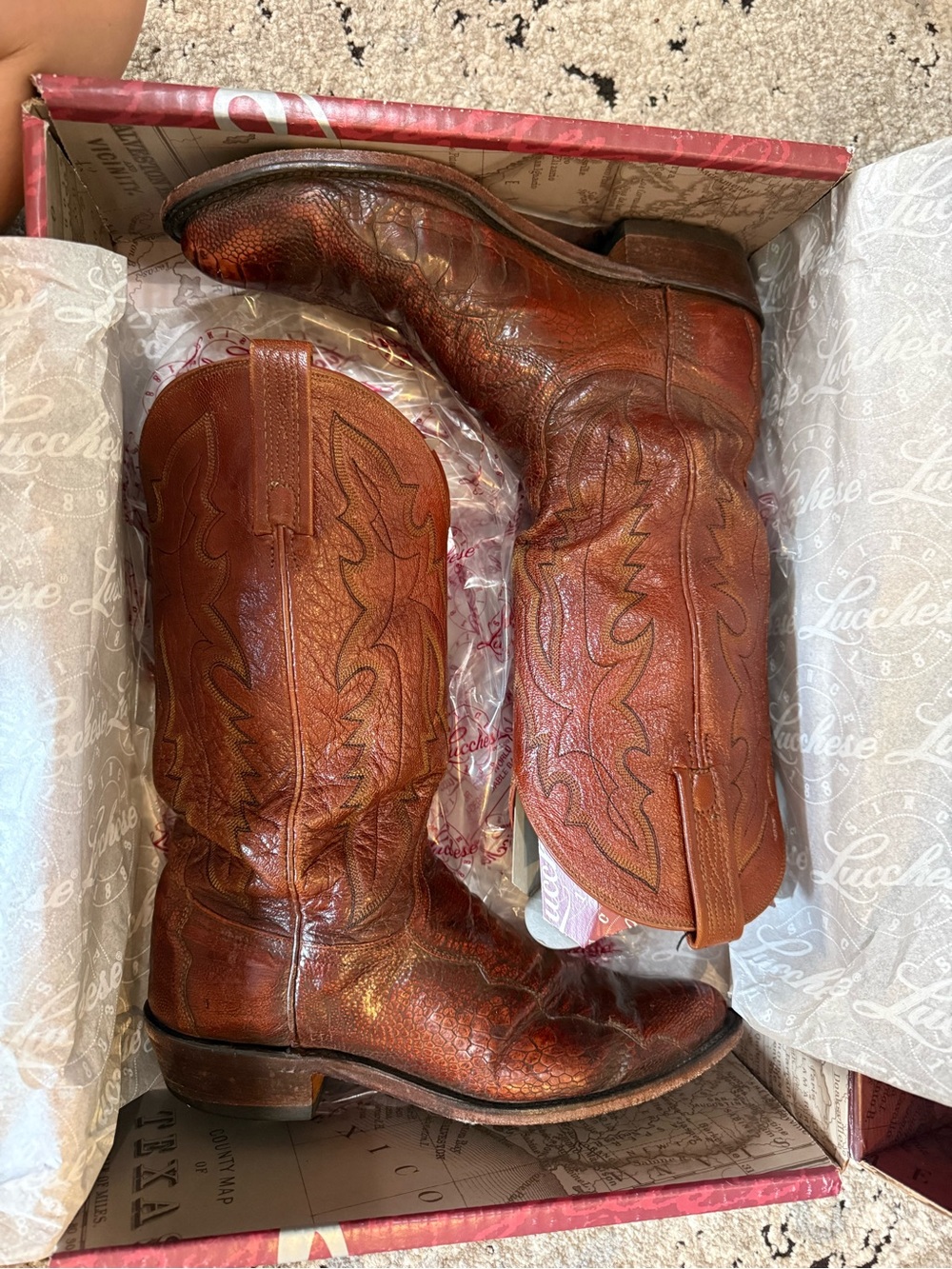 Lucchese Rust Brown Western Cowboy Boots